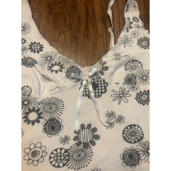y2k babydoll bow girly feminine White Floral Cami Medi Cottage Coquette Whimsy - Picture 4 of 6